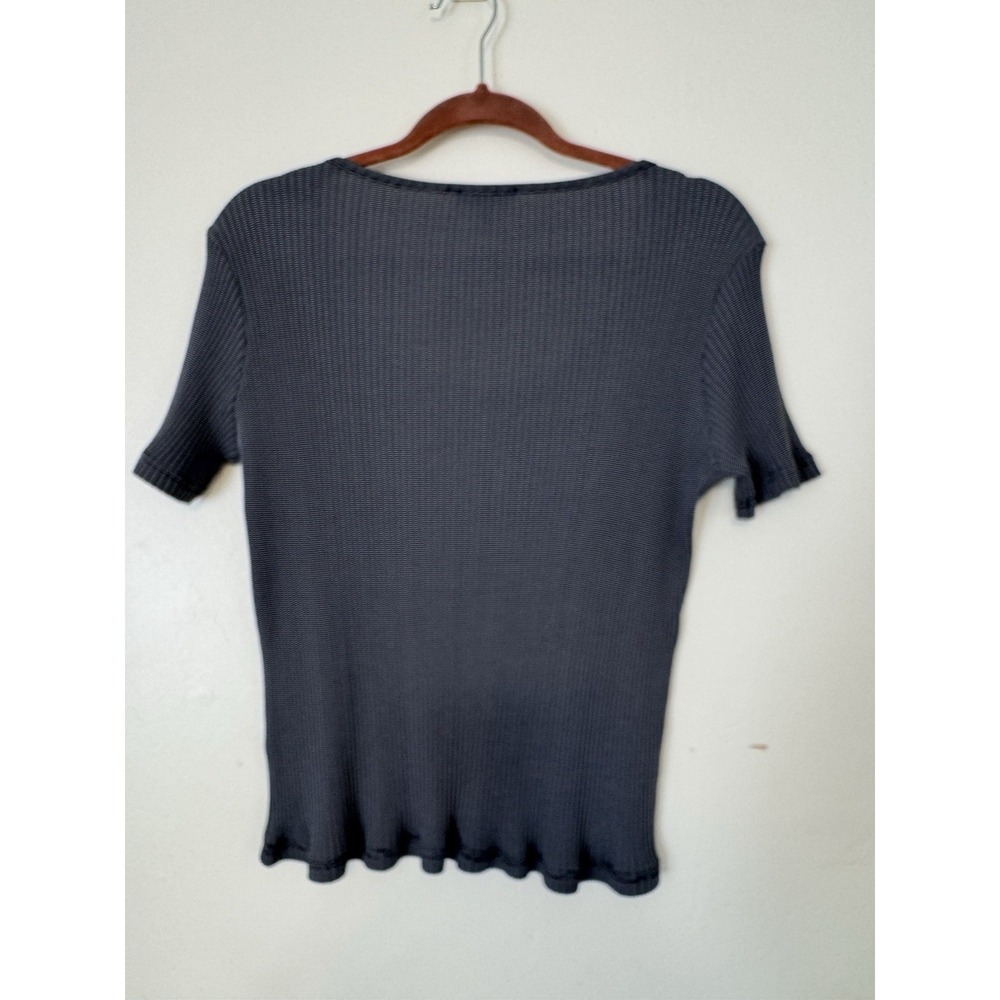 Krizia Maglia Jeans- Silk Blend Knit T Shirt Navy Size 10 US Stretchy - Picture 4 of 16